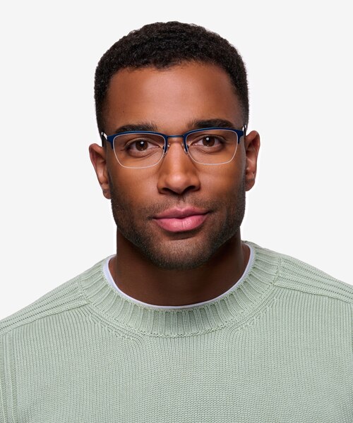 Argil Matte Navy MetalEyeglass Frames for Men from EyeBuyDirect