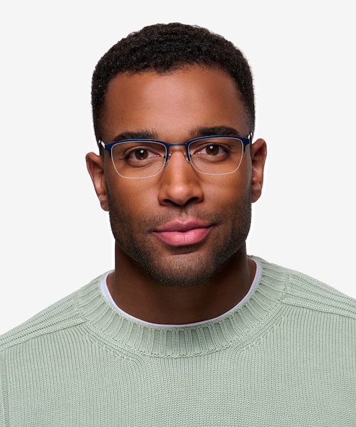 Argil Matte Navy MetalEyeglass Frames for Men from EyeBuyDirect