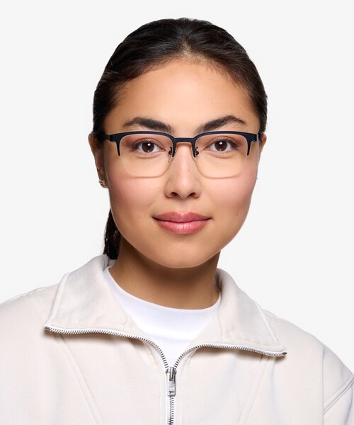 Fathom Blue Black MetalEyeglass Frames for Women from EyeBuyDirect