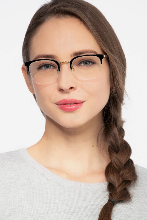 Curie Black Acetate-metalEyeglass Frames for Women from EyeBuyDirect