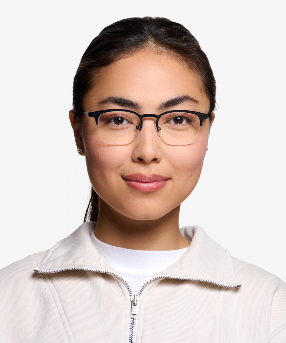 Hemisphere Square Black Semi Rimless Eyeglasses Eyebuydirect