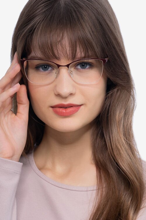 Kira Burgundy MétalMontures de lunettes de vue pour Femmes d'EyeBuyDirect