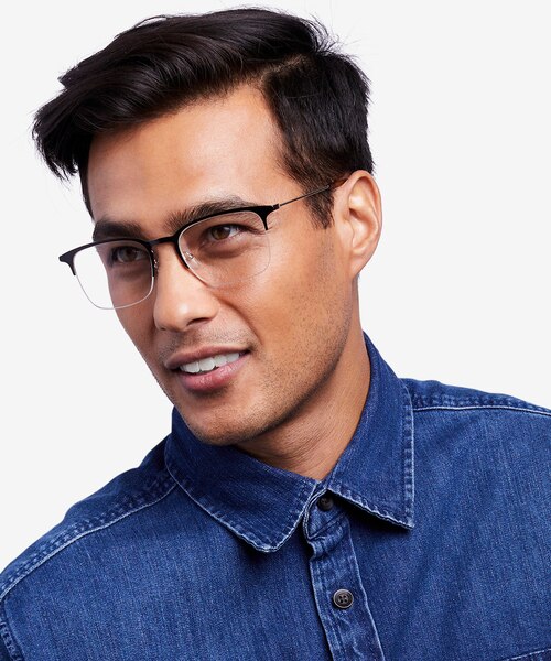 Owen Noir MétalMontures de lunettes de vue pour Hommes d'EyeBuyDirect