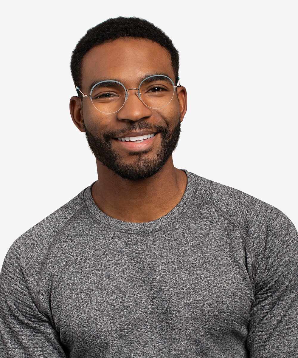 限定セール❗️リリパット62☆GOLD HILL, SHAFTESBURY Takashi Round Purple & Gold Semi Rimless Eyeglasses | Eyebuydirect
