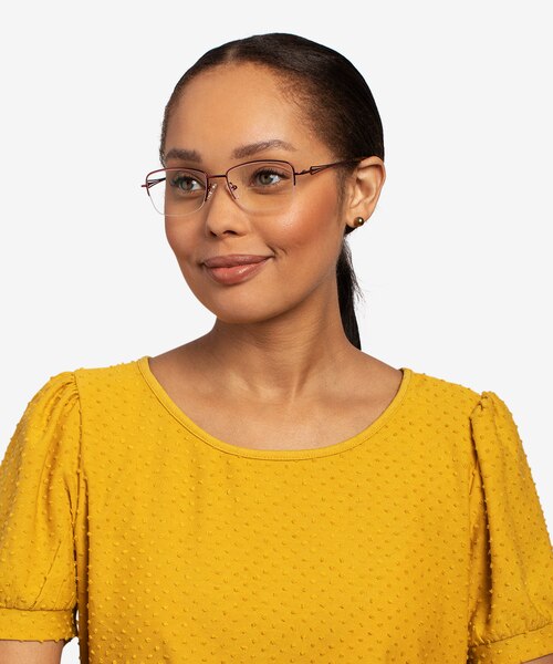Rachel Burgundy MetalEyeglass Frames for Women from EyeBuyDirect