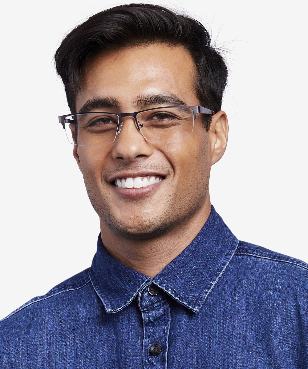 Travis Rectangle Gunmetal Glasses For Men Eyebuydirect Canada 