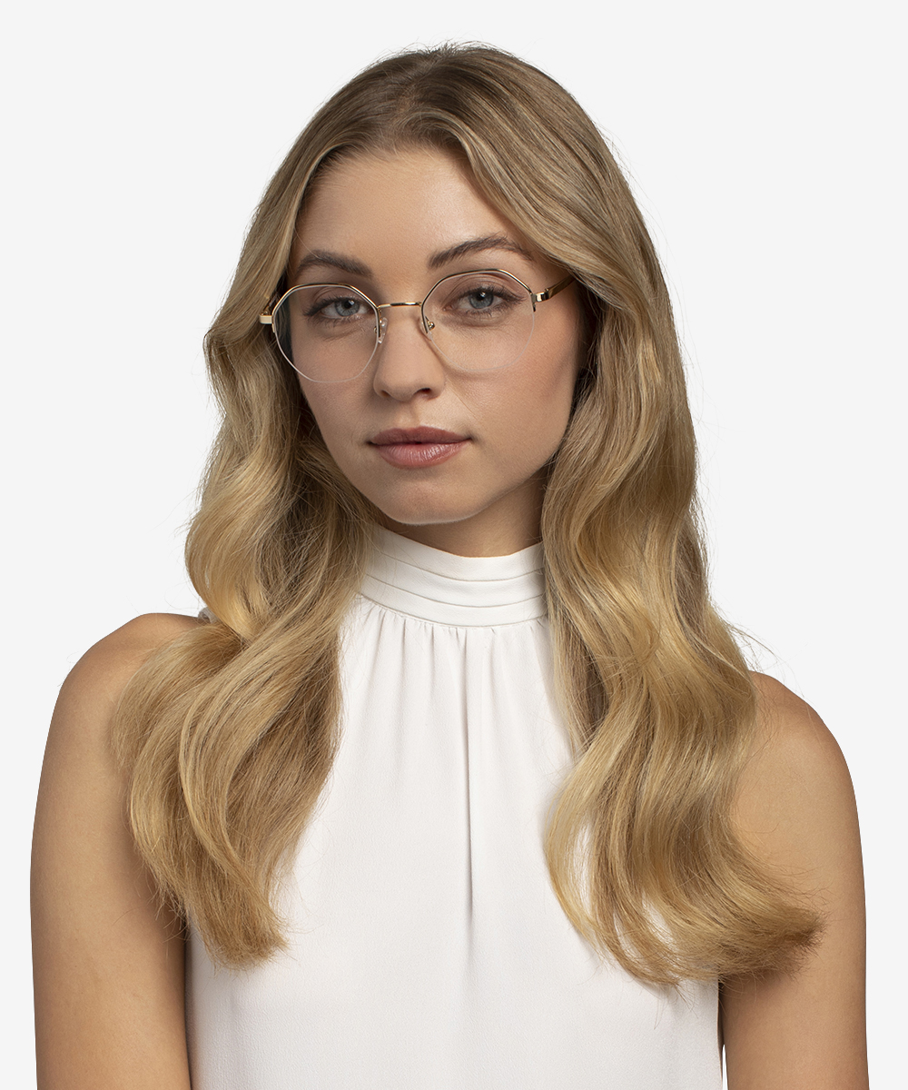 Cowen Geometric Gold Semi Rimless Eyeglasses Eyebuydirect Canada