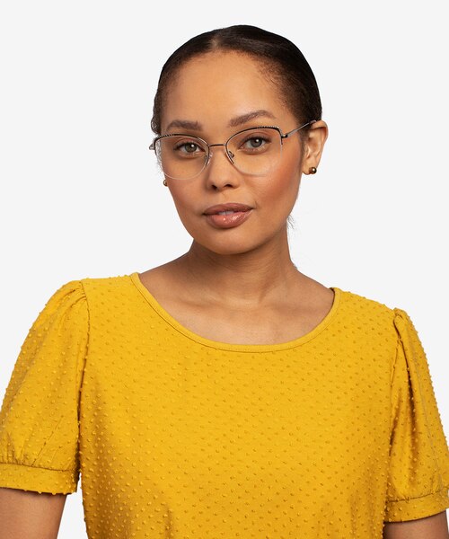 Amande Silver MetalEyeglass Frames for Women from EyeBuyDirect