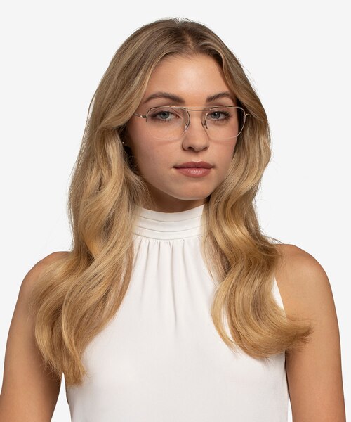Cabrini Gold Clear MetalEyeglass Frames for Women from EyeBuyDirect