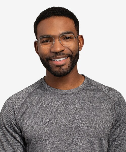 Cabrini Silver Clear MétalMontures de lunettes de vue pour Hommes d'EyeBuyDirect