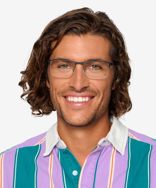 Kinetic Matte Black MetalEyeglass Frames for Men from EyeBuyDirect