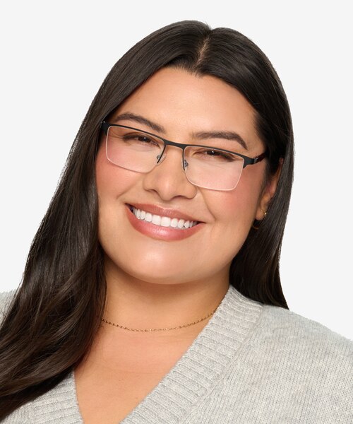 Kinetic Matte Black MetalEyeglass Frames for Women from EyeBuyDirect