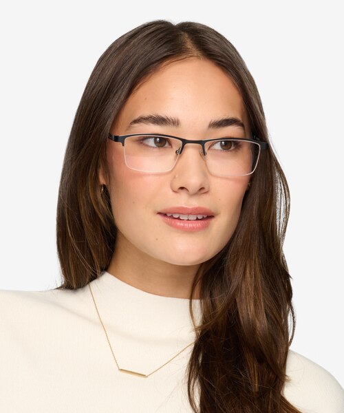 Algorithm Gunmetal MetalEyeglass Frames for Women from EyeBuyDirect