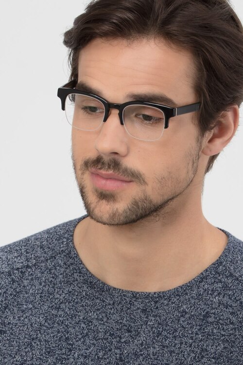 Luxe Black AcetateEyeglass Frames for Men from EyeBuyDirect