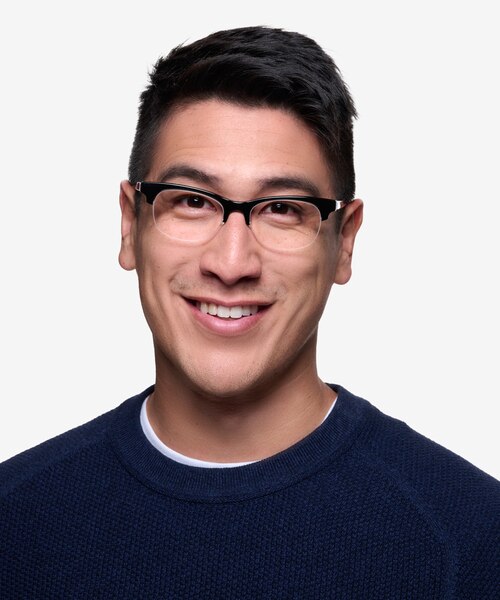 Luna Noir AcétateMontures de lunettes de vue pour Hommes d'EyeBuyDirect