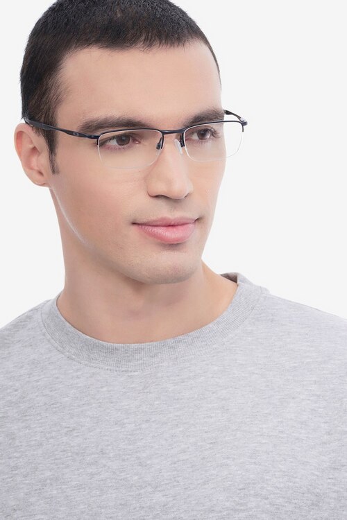 Oakley Barrelhouse 0.5 Matte Midnight MetalEyeglass Frames for Men from EyeBuyDirect