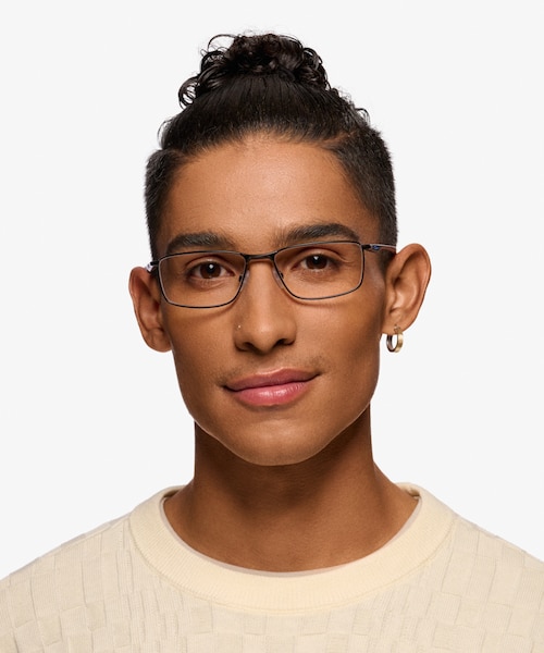 Oakley Socket 5.0 Satin Black Blue MetalEyeglass Frames for Men from EyeBuyDirect