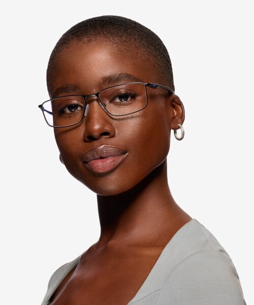 Oakley Socket 5.0 Satin Black & Blue MetalEyeglass Frames for Women from EyeBuyDirect
