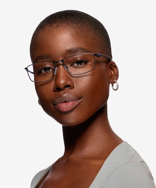 Oakley Socket 5.0 Satin Black Blue MetalEyeglass Frames for Women from EyeBuyDirect