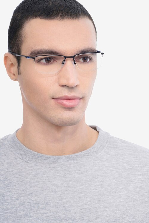 Oakley Socket 5.5 Satin Black & Blue MetalEyeglass Frames for Men from EyeBuyDirect