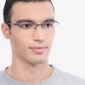 Oakley Socket 5.5 Satin Black & Blue MetalEyeglass Frames for Men from EyeBuyDirect