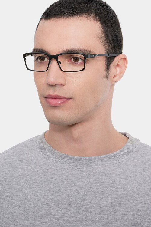 Oakley Base Plane Satin Black MetalEyeglass Frames for Men from EyeBuyDirect