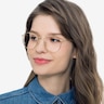 Ray-Ban RB3447V Round Gold MetalEyeglass Frames for Women from EyeBuyDirect