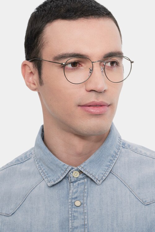 Ray-Ban RB3447V Round Gunmetal MetalEyeglass Frames for Men from EyeBuyDirect
