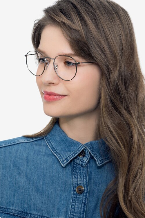 Ray-Ban RB3447V Round Gunmetal MetalEyeglass Frames for Women from EyeBuyDirect