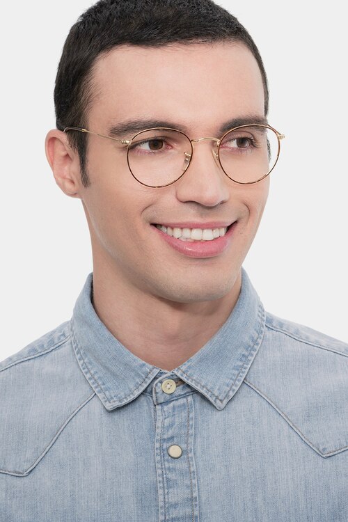 Ray-Ban RB3447V Round Tortoise & Gold MetalEyeglass Frames for Men from EyeBuyDirect