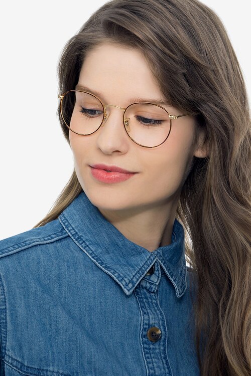 Ray-Ban RB3447V Round Tortoise & Gold MetalEyeglass Frames for Women from EyeBuyDirect