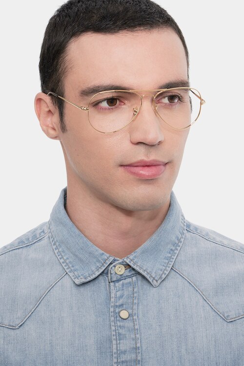 Ray-Ban RB6489 Aviator Gold MetalEyeglass Frames for Men from EyeBuyDirect