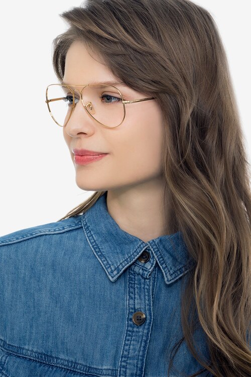 Ray-Ban RB6489 Aviator Gold MetalEyeglass Frames for Women from EyeBuyDirect