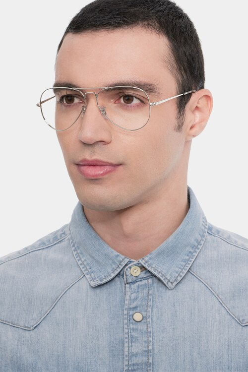 Ray-Ban RB6489 Aviator Silver MetalEyeglass Frames for Men from EyeBuyDirect