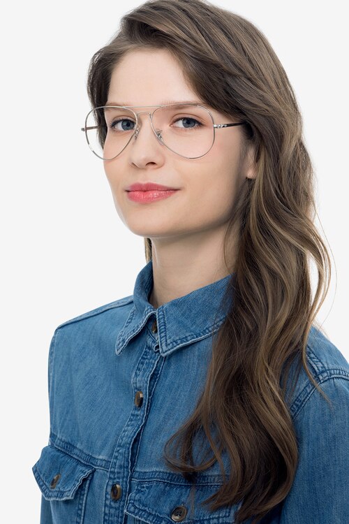 Ray-Ban RB6489 Aviator Silver MetalEyeglass Frames for Women from EyeBuyDirect