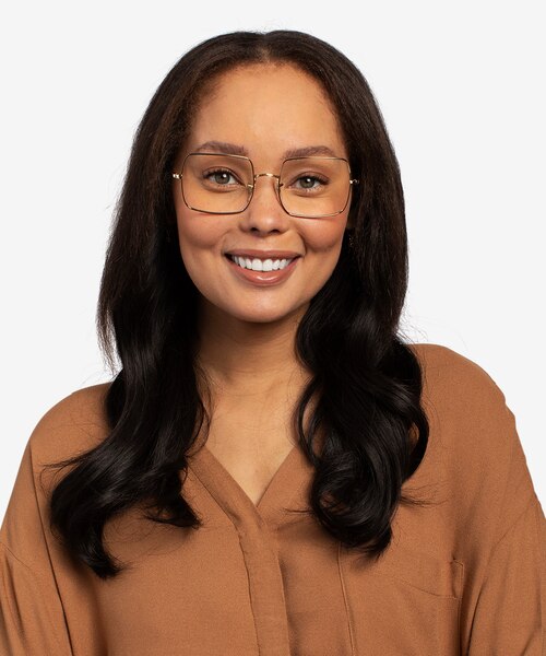 Ray-Ban Square Gold MetalEyeglass Frames for Women from EyeBuyDirect