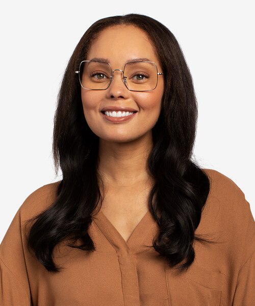 Ray-Ban Square Silver MetalEyeglass Frames for Women from EyeBuyDirect