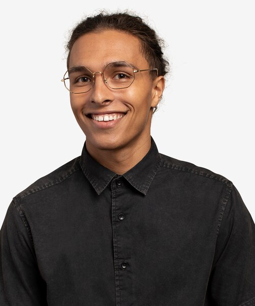 Ray-Ban Octagon Gold MetalEyeglass Frames for Men from EyeBuyDirect