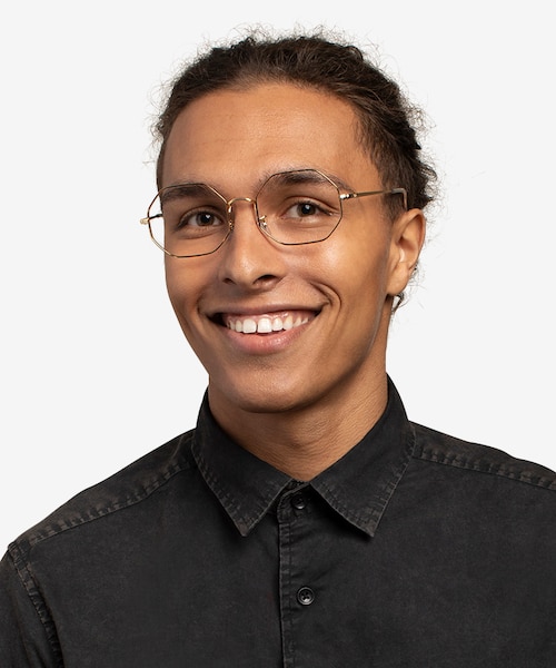 Ray-Ban Octagon Gold MetalEyeglass Frames for Men from EyeBuyDirect