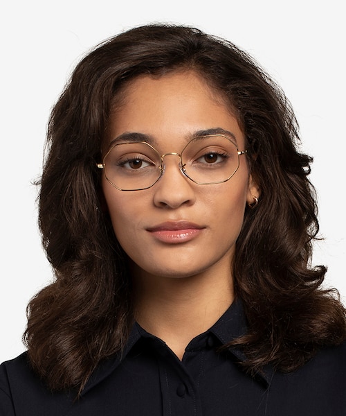Ray-Ban Octagon Gold MetalEyeglass Frames for Women from EyeBuyDirect
