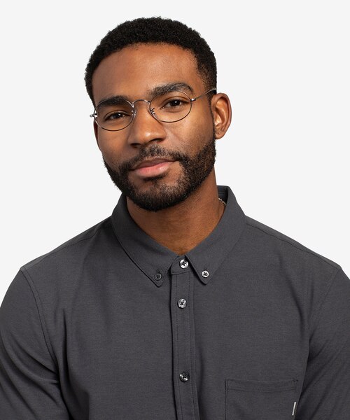 Ray-Ban RB3547V Oval Gunmetal MetalEyeglass Frames for Men from EyeBuyDirect