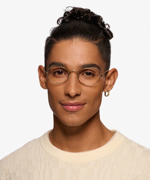 Ray-Ban RB3547V Oval Gold MetalEyeglass Frames for Men from EyeBuyDirect