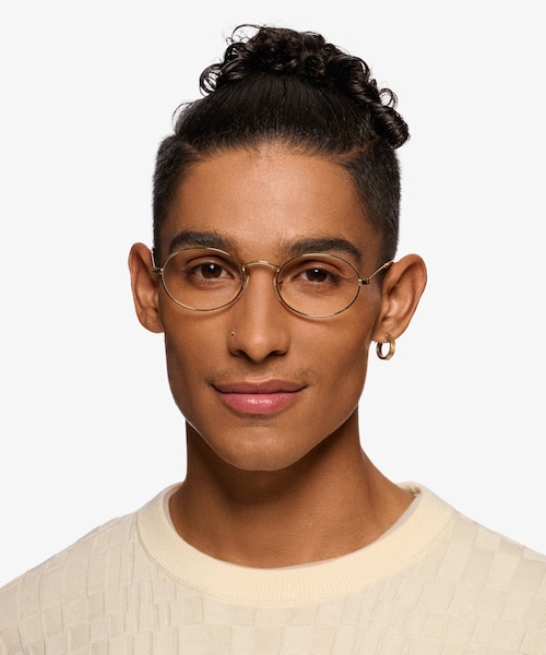 Ray-Ban RB3547V Oval Gold MetalEyeglass Frames for Men from EyeBuyDirect