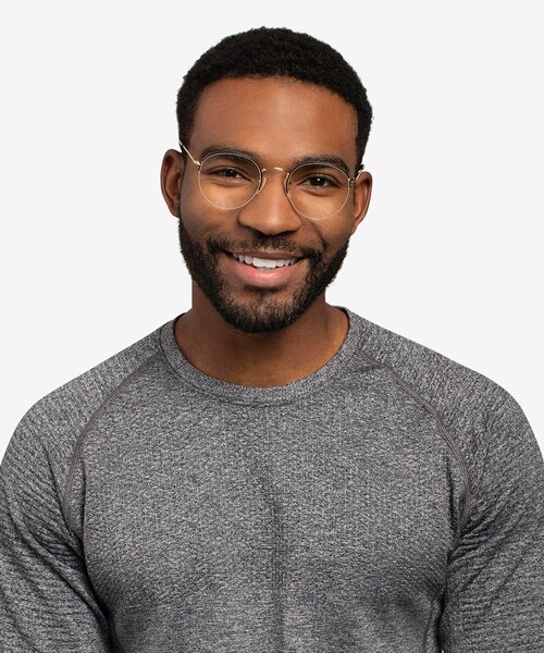 Ray-Ban RB3947V Round Black Gold MetalEyeglass Frames for Men from EyeBuyDirect