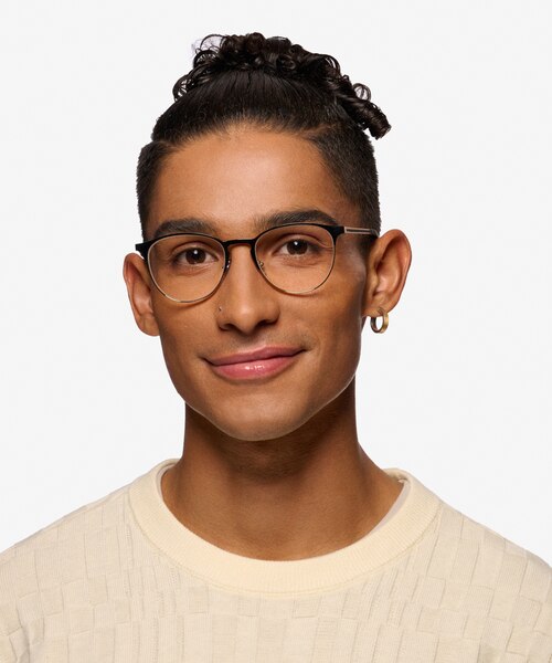 Ray-Ban RB6375 Black Gold MetalEyeglass Frames for Men from EyeBuyDirect