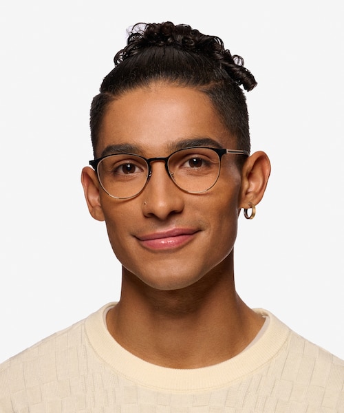 Ray-Ban RB6375 Black Gold MetalEyeglass Frames for Men from EyeBuyDirect