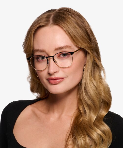 Ray-Ban RB6375 Black Gold MetalEyeglass Frames for Women from EyeBuyDirect