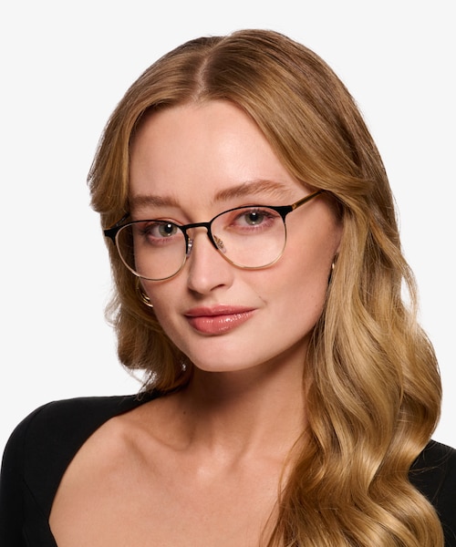 Ray-Ban RB6375 Black Gold MetalEyeglass Frames for Women from EyeBuyDirect