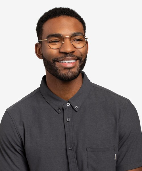 Ray-Ban RB6448 Black Gold MetalEyeglass Frames for Men from EyeBuyDirect