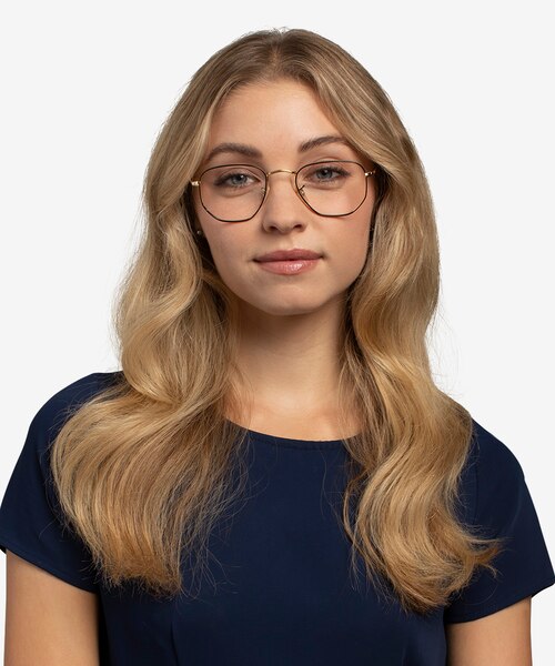 Ray-Ban RB6448 Black Gold MetalEyeglass Frames for Women from EyeBuyDirect